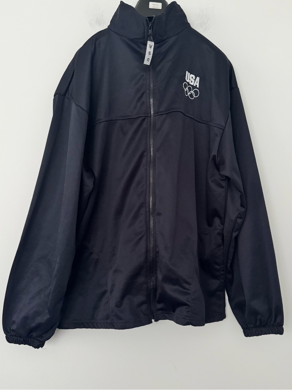Vintage US Olympic Committee Track Jacket Mens 2XL Black Full Zip Team US Made
